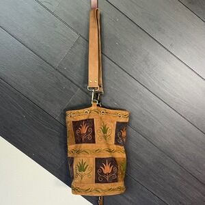 Handcrafted Suede Patchwork Boho Bucket Bag – NWOT